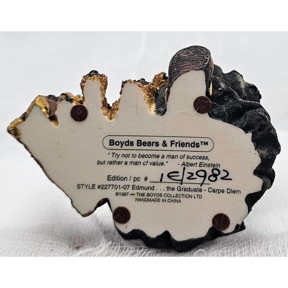 Boyds Bearstone  Edmund Graduate 227701-07 1997 1 Edition - Picture 6 of 6